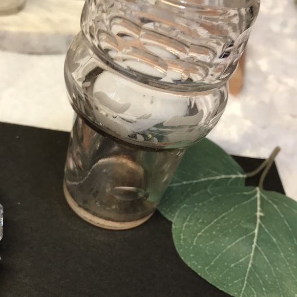 Vintage vase curettes carousel silver plated etch crystal glass oil vinegar 6 pc - Picture 13 of 16